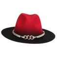 thumbnail image 4 of Sombrero Fedora Zulema Sombrero de Fieltro Jazz Retro Bicolor Rojo y Negro, 4 of 8