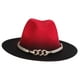 thumbnail image 4 of Sombrero Fedora clásico Yuyangstore de fieltro bicolor Rojo y negro, 4 of 8