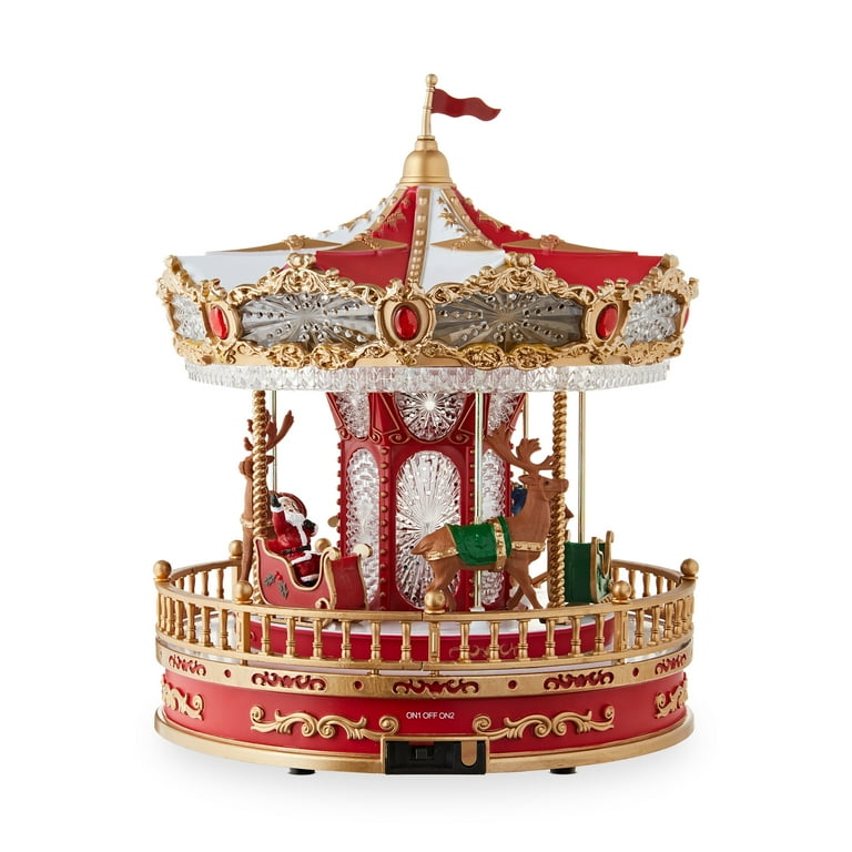 Light-Up and Musical Christmas Carousel Decoration, Multicolor, 11
