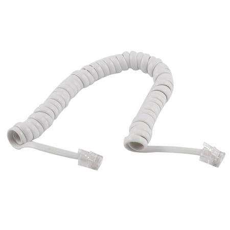 - Unique Bargains RJ9 4P4C Plug Connectors Telephone Handsets Line Coiled Cable Off White