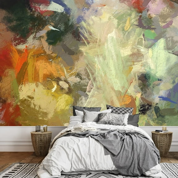wall26 - Art Abstract Acrylic Background with Colorful Blots - Removable Wall Mural | Self-Adhesive Large Wallpaper - 66x96 inches