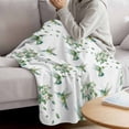 thumbnail image 3 of Summer Botanical Blanket Soft Cozy Warm Throw Blanket for Couch, Plush Fuzzy Flannel Fleece Blankets for Sofa, Green Spring Floral Birds Watercolor Bed Blankets Lightweight Gifts for Women, 40"x50", 3 of 9