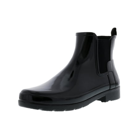 Hunter Women's Original Refined Chelsea Gloss Black High-Top Rubber Rain Boot -
