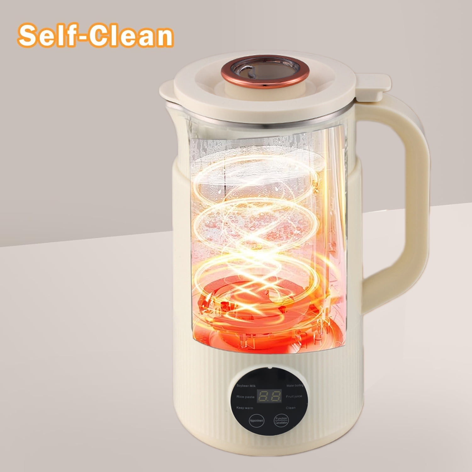 DISHUECO Automatic Nut Milk Maker, 6-in-1 Soy Milk Maker 27oz for Homemade Almond, Oat, Coconut, Soy, Plant-Based Milk and Non-Dairy Beverages, with 12H Timer/Self-Clean/Keep Warm/Boil Water, White