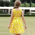 thumbnail image 5 of Uuszgmr Cute Dress For Girls Toddler Solid Color Floral Bohemian Flowers Bowknot Sleeveless Beach Straps Dress Princess Clothes Yellow,Size:3-4 Years, 5 of 7