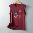 thumbnail image 5 of Usmisi 4th of July Tank Tops Comfy Loose Independence Day Patriotic Graphics Shirts Vest Womens Fashion Butterfly Flag Print Crewneck Sleeveless Summer Blouses Wine xl, 5 of 5