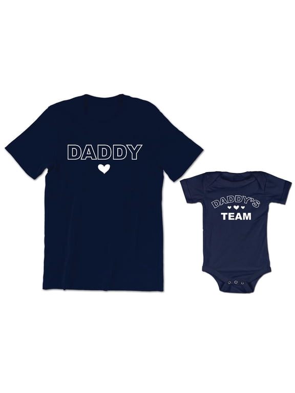 Daddy Men's T-Shirt Matching Daddy's Team Baby Bodysuit Kids Toddler Shirt