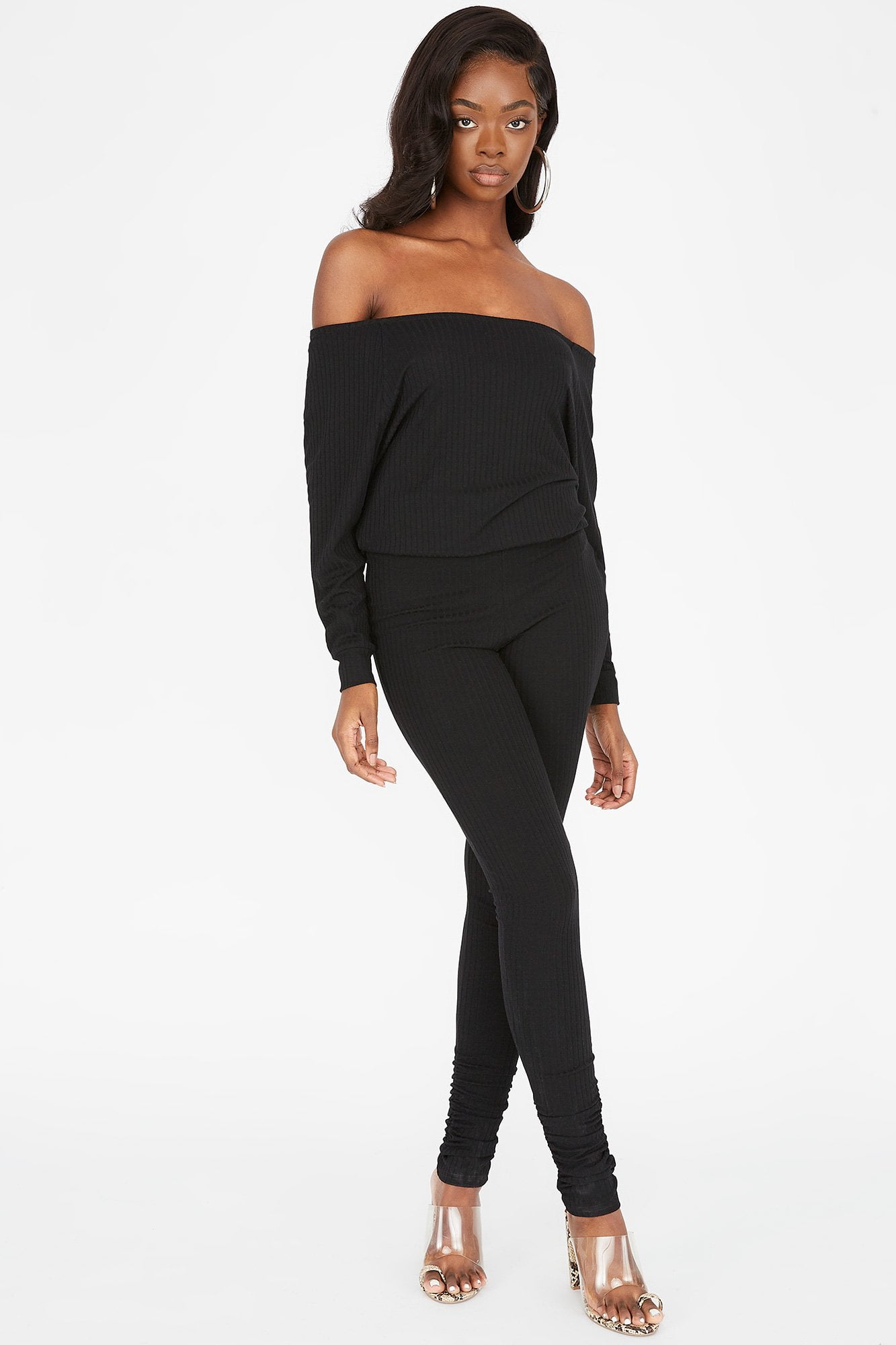 Urban Women's Ribbed Off The Shoulder Dolman Jumpsuit Walmart