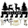 thumbnail image 2 of Black Metal Key Holder for Wall Key Hanger Organizer Rack Welcome Christmas Tree Bear Key Hanging Holder with 6 Hooks Wall Mounted Hooks Wall Decor, 2 of 9