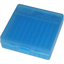 MTM P-100 Flip-Top Pistol Ammo Box, Poly Blue, 100 rounds, 1.22" OAL