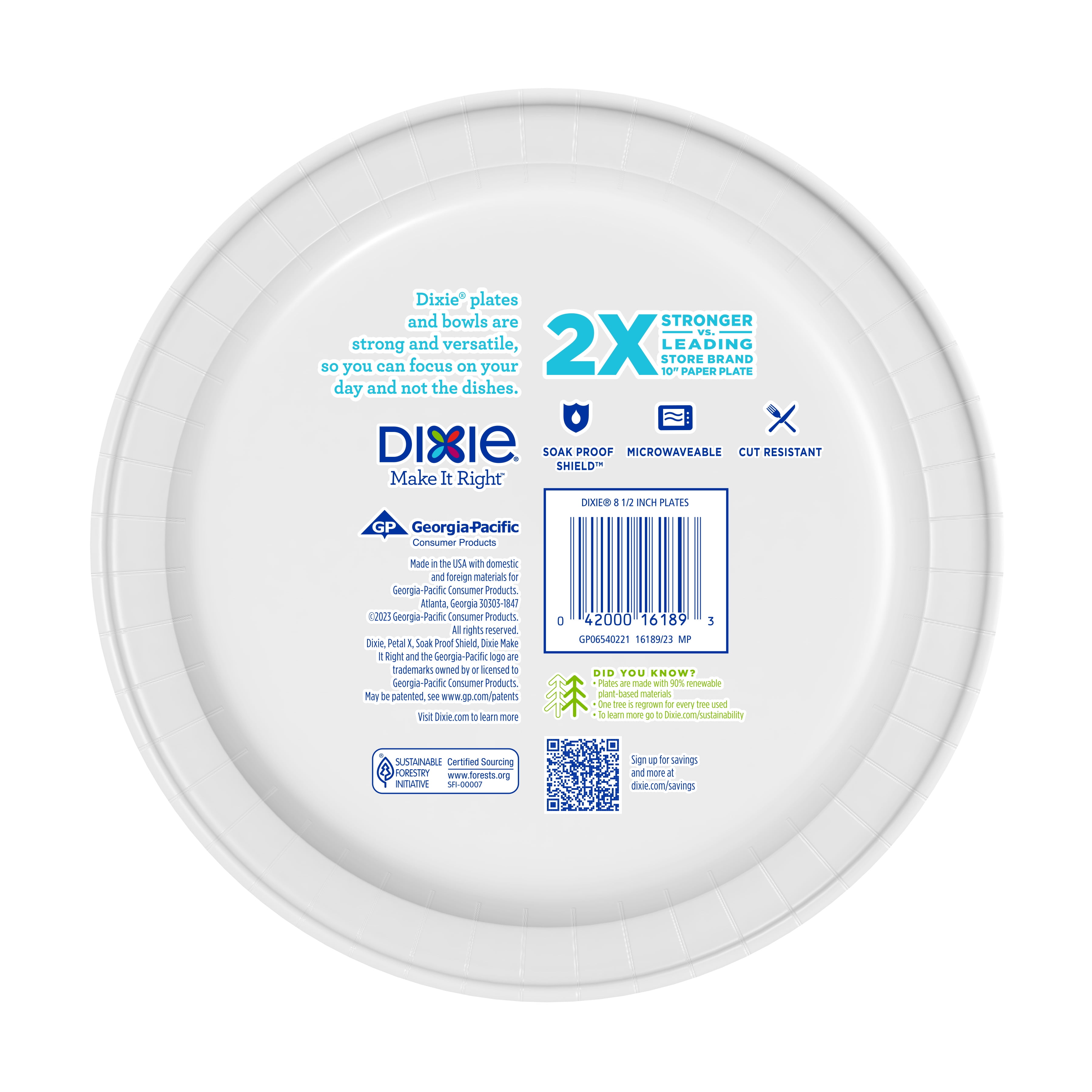 Dixie Bulk Paper Plates; 8.5 Inch; 300 Plate Count; (50 Plates  Per Pack; 6 Pack Per Case); Medium Weight; White; Perfect for at Home;  Restaurants; Events; & Catering; Item # UX9P300 : Health & Household