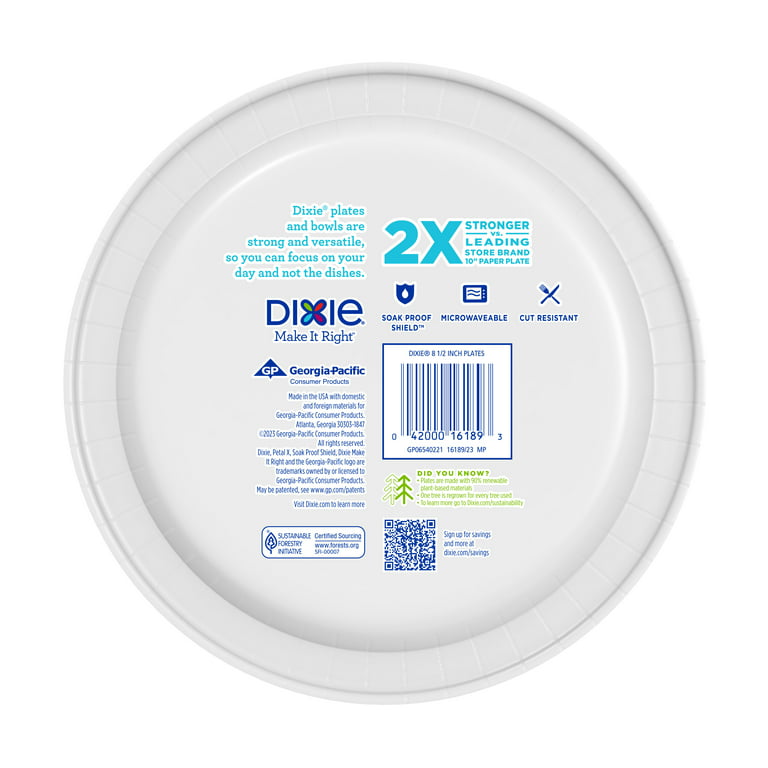 Kosher Certified Made in USA (50) Pack Compostable 9 Paper Plates