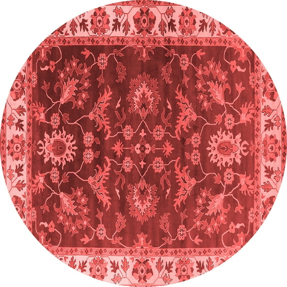 Ahgly Company Indoor Round Oriental Red Industrial Area Rugs, 7' Round