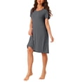 thumbnail image 4 of INSPIRE CHIC Women's Sleepshirt Short Sleeve Ruffle Nightgown Sleep Dress Loungewear Nightshirts S Gray, 4 of 6