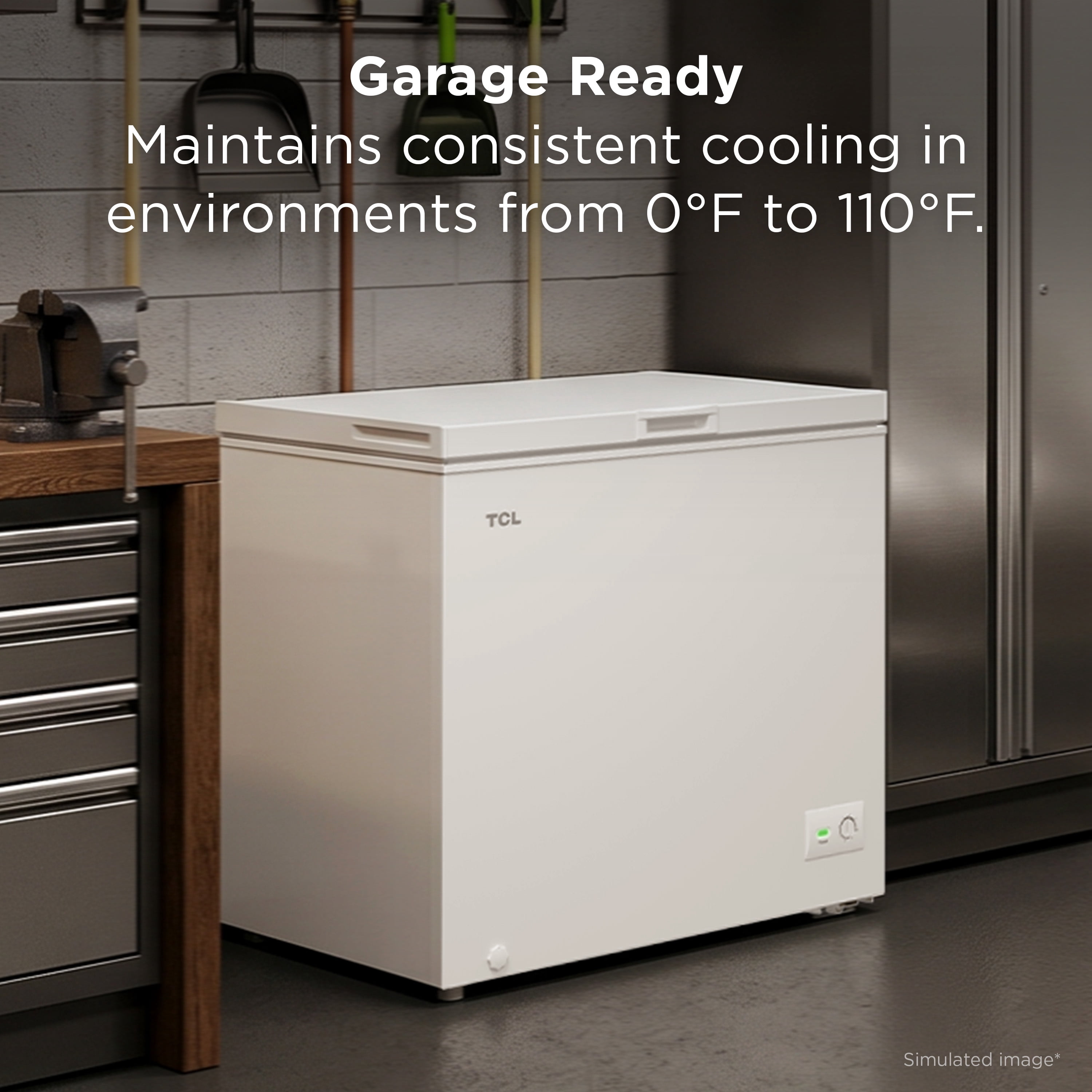 TCL 8.7 Cu ft Chest Freezer (White) - Garage Ready with Adjustable Thermostat - TFC090M4AW