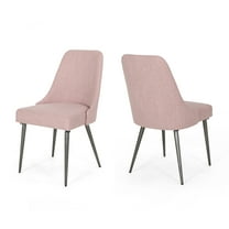 GDF Studio Ancona Modern Fabric Upholstered Dining Chairs, Set of 2, Light Blush and Gunmetal