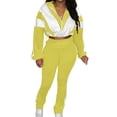 thumbnail image 1 of Haivin Women's Sporty Two-Piece Set, Elastic Waist with Button Closure, Color Block Contrast Design, Casual Sportswear for Fall Winter Daily Wear and Sports, 1 of 7