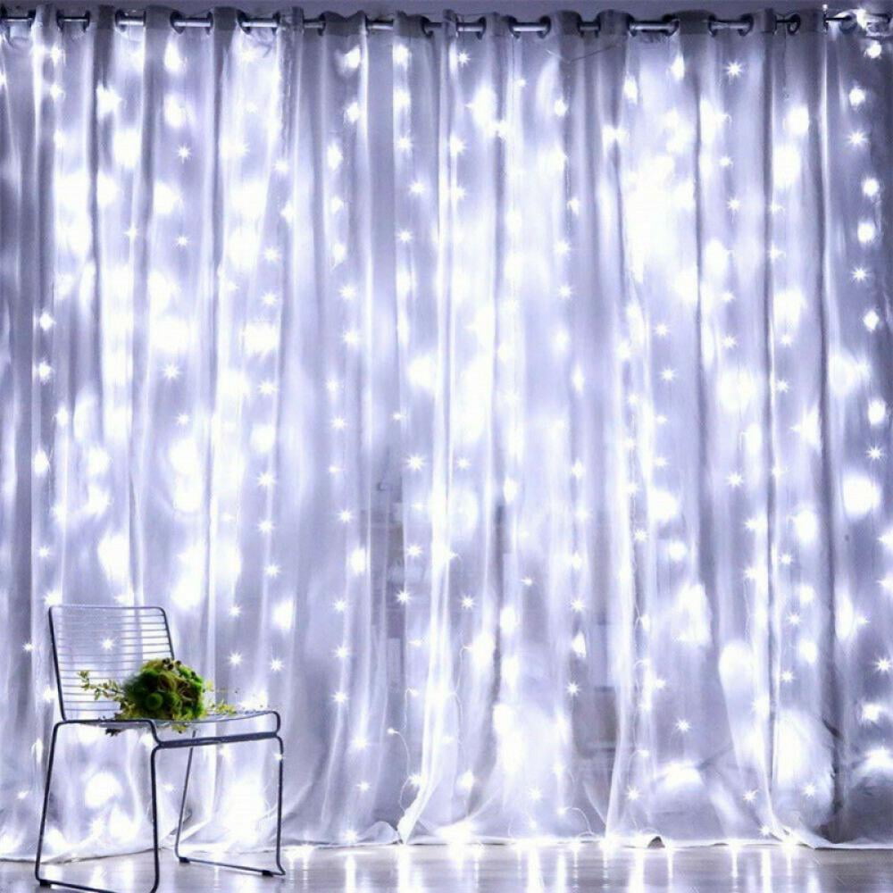 300 LED Fairy Curtain String Lights Wedding Party Room Holiday Decor Waterfall 