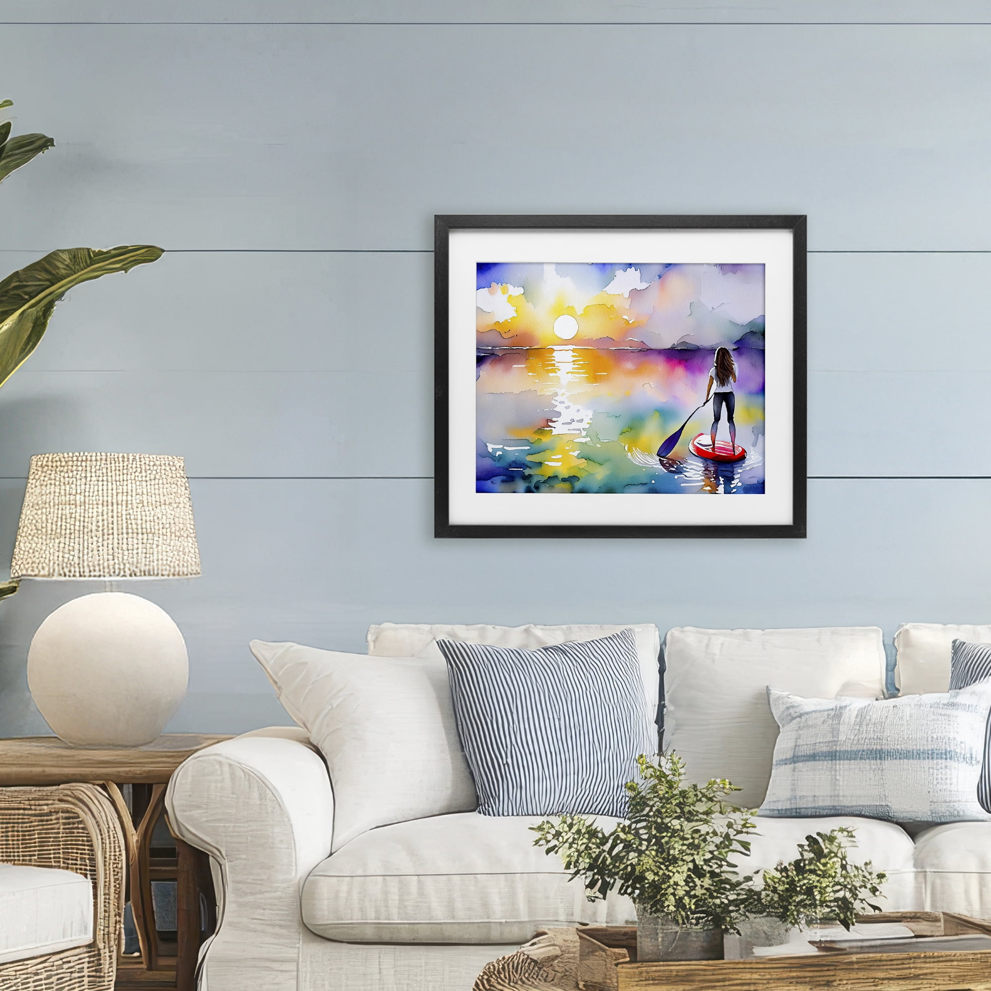 Stupell Industries Sunset Paddle Drift Black Framed Print Under Glass, design by Shelly Craig