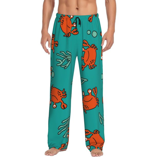 Balery Colorful Crab Pantalones de pijama para hombre, pijama ultraligero, pantalón de descanso-Large