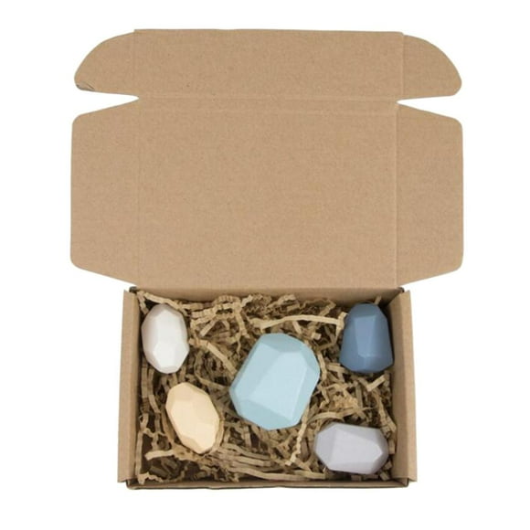 Tachiuwa Colorful Wooden Stacking Sorting Rock Block Puzzles DIY Fun Decoration for Kids 5pcs multi color