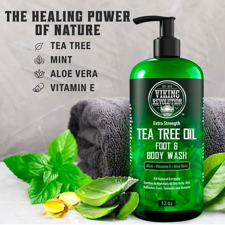 Viking Revolution - Tea Tree Oil Body Wash for Men - Antifungal Athlete's Foot Toenail Fungus & more, 12oz