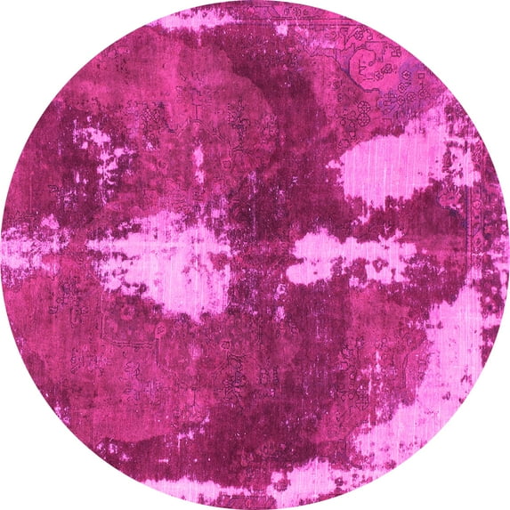 Ahgly Company Indoor Round Abstract Pink Modern Area Rugs, 8' Round