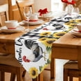 thumbnail image 2 of Black White Vintage Rooster Table Runner Linen Burlap Table Runner 70 Inches Long Sunflower Farmhouse Checkered Dresser Scarves for Kitchen Island Coffee Dining Party Wedding Holiday Decor 13"x70", 2 of 8