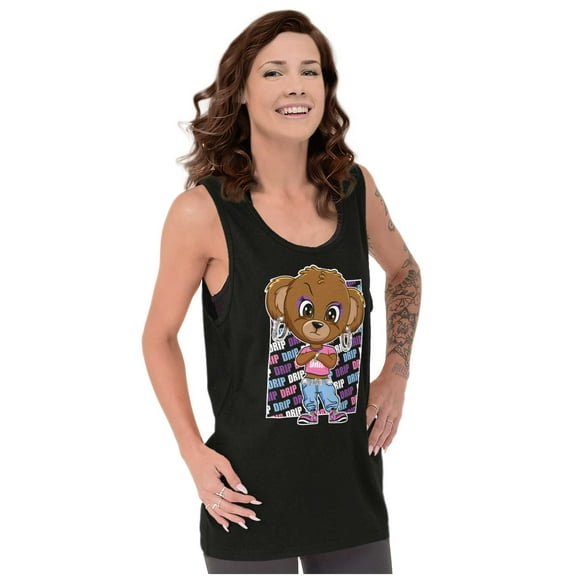 Urban Bling Drip Sassy Teddy Bear Womens Plus Size Graphic Tank Top Brisco Brands 3X