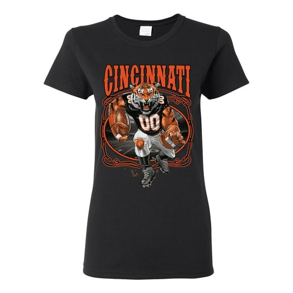 Wild Bobby Cincinnati Fan | CIN Fantasy Football Sports Women Graphic Tee, Black, Small