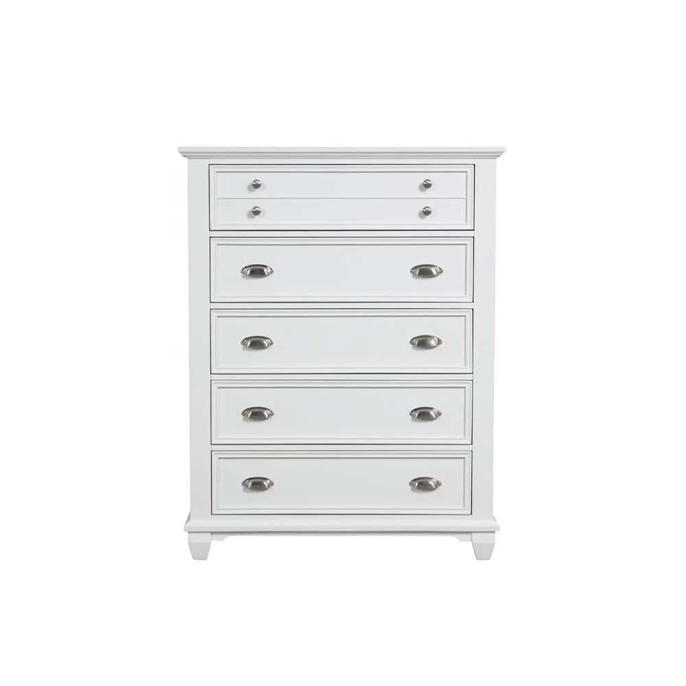 New Classic Furniture Jamestown Solid Wood 5-Drawer Chest in White