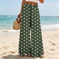 thumbnail image 4 of Pants for Women Wide Leg Casual Elastic Waist Long Pants Women Fashion Non Positioning Printed Wide Leg Drawstring Elastic Waist Pocket Full Length Pants Green Xxxl, 4 of 5