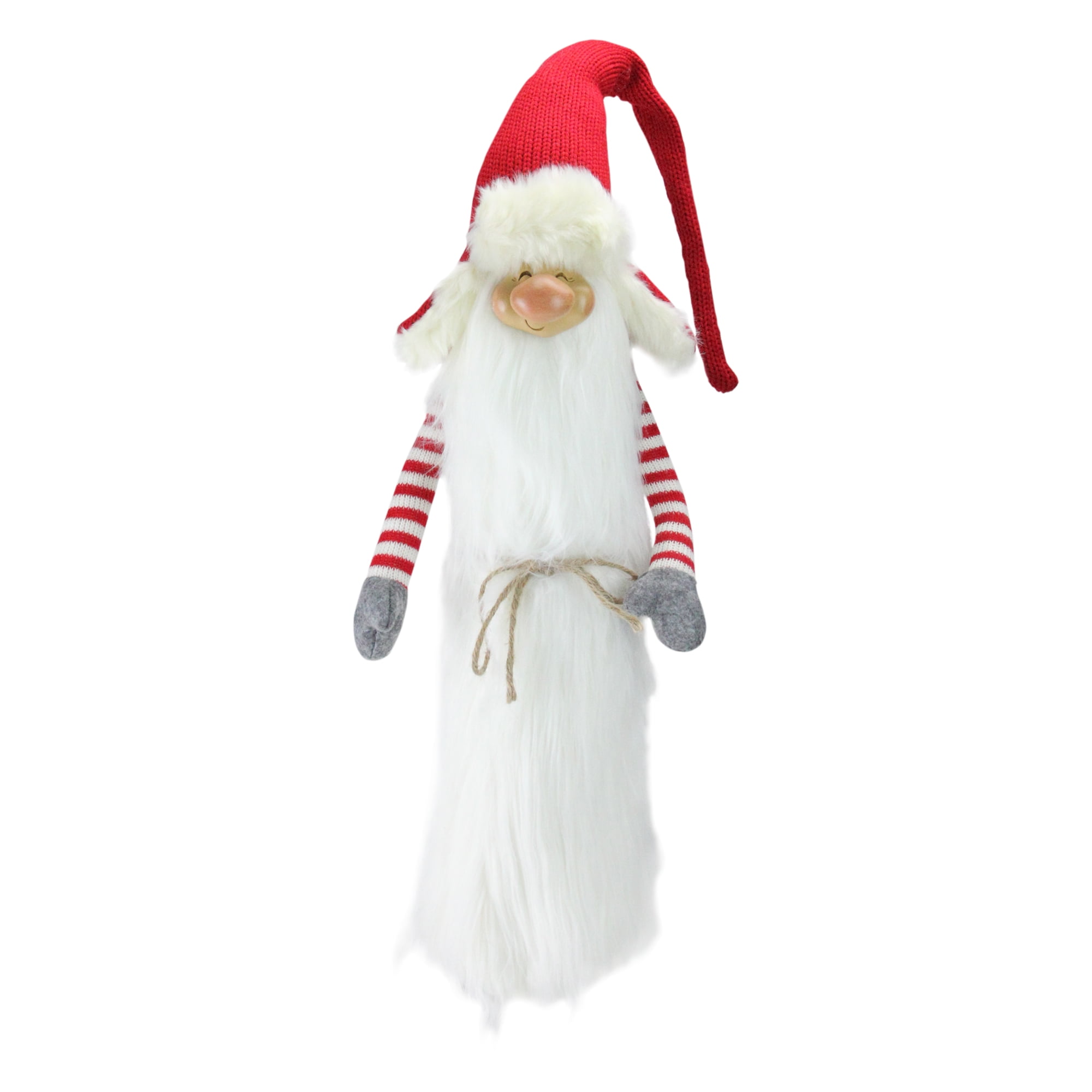 24" Traditional Christmas Slim Santa Gnome with White Fur Suit and Red Hat
