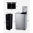 thumbnail image 2 of 2 x 8 Gallon Dual Compartment Trash Can, Stainless Steel Step Pedal Garbage Bin with Slow Close & Removable Buckets for Kitchen Office Recycling - Silver, 2 of 8