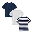thumbnail image 3 of HILEELANG 4-13 Little/Big Boys Navy/Gray/Stripe Classic Stripe Pocket 100% Cotton 3-Pack Short Sleeve T-Shirt, Size 8-9, 3 of 12