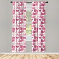 thumbnail image 2 of Ambesonne Vintage Valentine 4-Panel Curtains, Hand Paint Hearts, 56"x63", Pink and Rose, 2 of 4