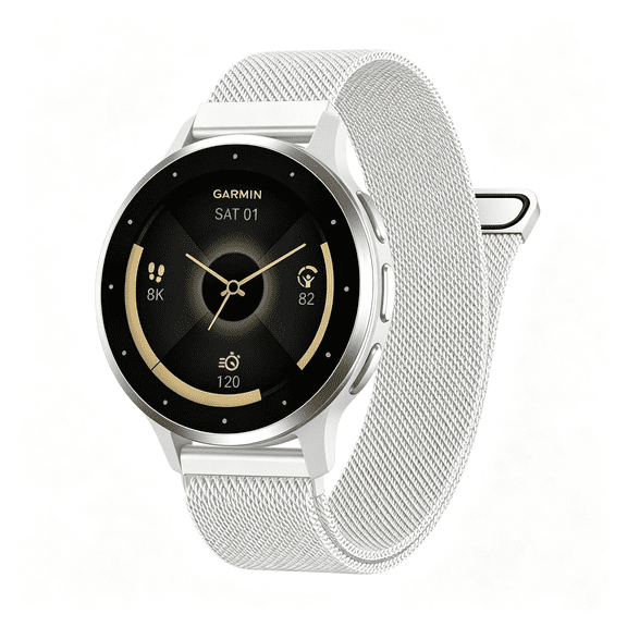 XIBUFE 18Mm 20Mm 22Mm Metal Band Compatible with Garmin Vivoactive 5/6/3 Watch Bands,Quick Release Stainless Steel Magnetic Strap for Garmin Venu 3S/Venu 4/2S/Sq Watch Band,Forerunner 165/245 Band