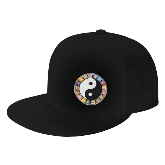ZICANCN Rainbow Yin Yang Meditation Baseball Caps, Trucker Hats for Men And Women, Adjustable Breathable Flat Caps, Black