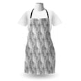 thumbnail image 3 of Abstract Apron, Doodle Style Hypnotic Lines Complex Design Overlapping Curvy Forms with Dots, Unisex Kitchen Bib with Adjustable Neck for Cooking Gardening, Adult Size, Black and White, by Ambesonne, 3 of 4