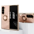 thumbnail image 2 of Allytechgroup 360° Rotatable Ring Holder Stand Case for Galaxy Z Fold 6, Military Grade Protection Soft TPU Shockproof Luxury Gold Plating Magnetic Kickstand Support Magnetic Car Mount Cover, Pink, 2 of 6