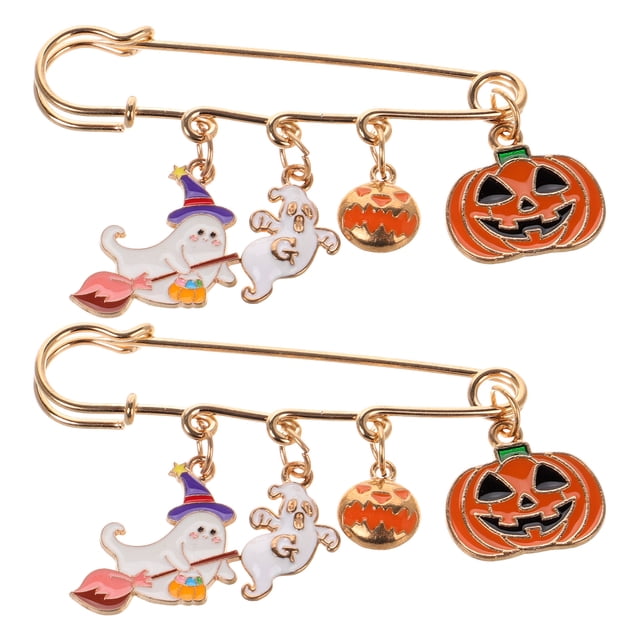 KAKOWELY Épingles d'Halloween 2 Pcs Épingles d'Halloween Broche d'Halloween Épingles et Brochettes d'Halloween Épingle à Revers d'Halloween Épingle Fantôme d'Halloween Crâne d'Halloween Broche pour Femmes