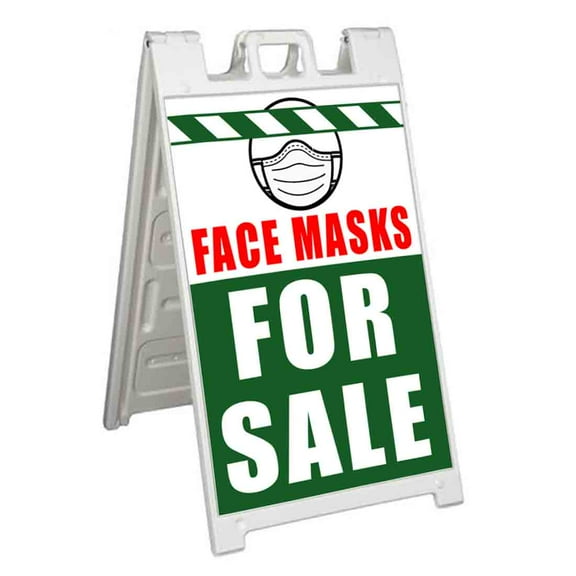 Face Masks For Sale (24" X 36") Standard A-Frame Signicade, Includes Decal Applied To Stand