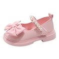 thumbnail image 5 of Dakaela Toddler Girl Dress Shoes 12-18 Months Bow School Mary Jane 3T 4T 5T 6T Little Kid Princess Flats Loafers with Pearl Strap Pink Size 5, 5 of 6