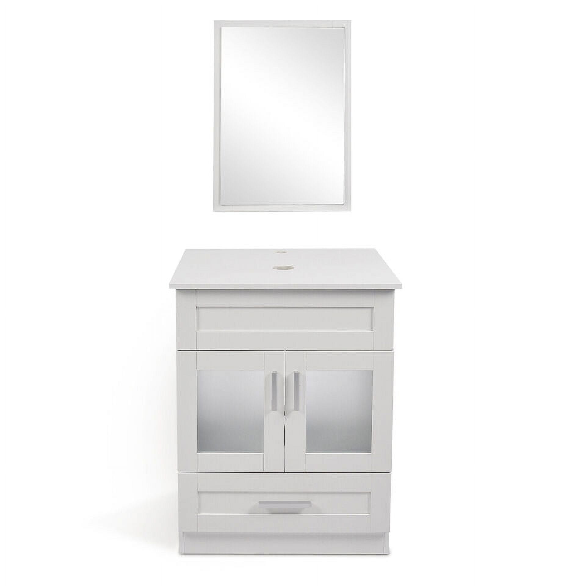 ELECWISH 24" Vanity Bathroom Cabinet with Mirror and Vessel Sink Bowl Faucet Combo Set