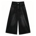 thumbnail image 4 of Swanpen Women's Solid Color Jean Capri Shorts Wide Leg Loose Fit Button Detail Casual Pants for Spring Summer Fall, 4 of 5