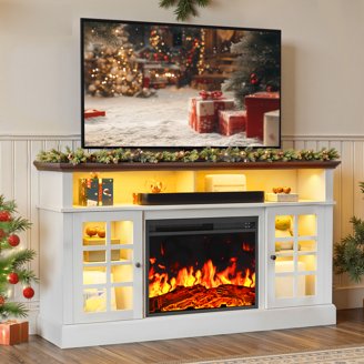 照明付き棚　アメリカン Ameriwood Home Lumina Deluxe Electric Fireplace TV Stand for 70
