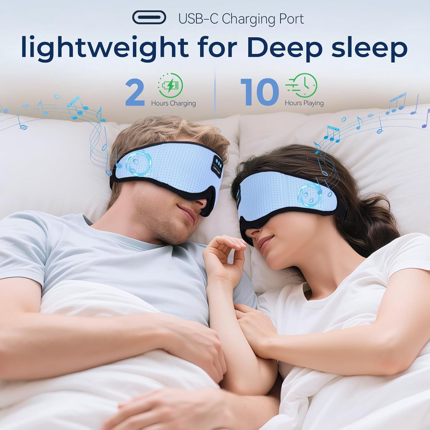 Sleep Mask with White Noise, 3D Bluetooth Sleep Headphones with Timer, Blocking Eye Mask for Sleeping, Travel, Meditation - Purple