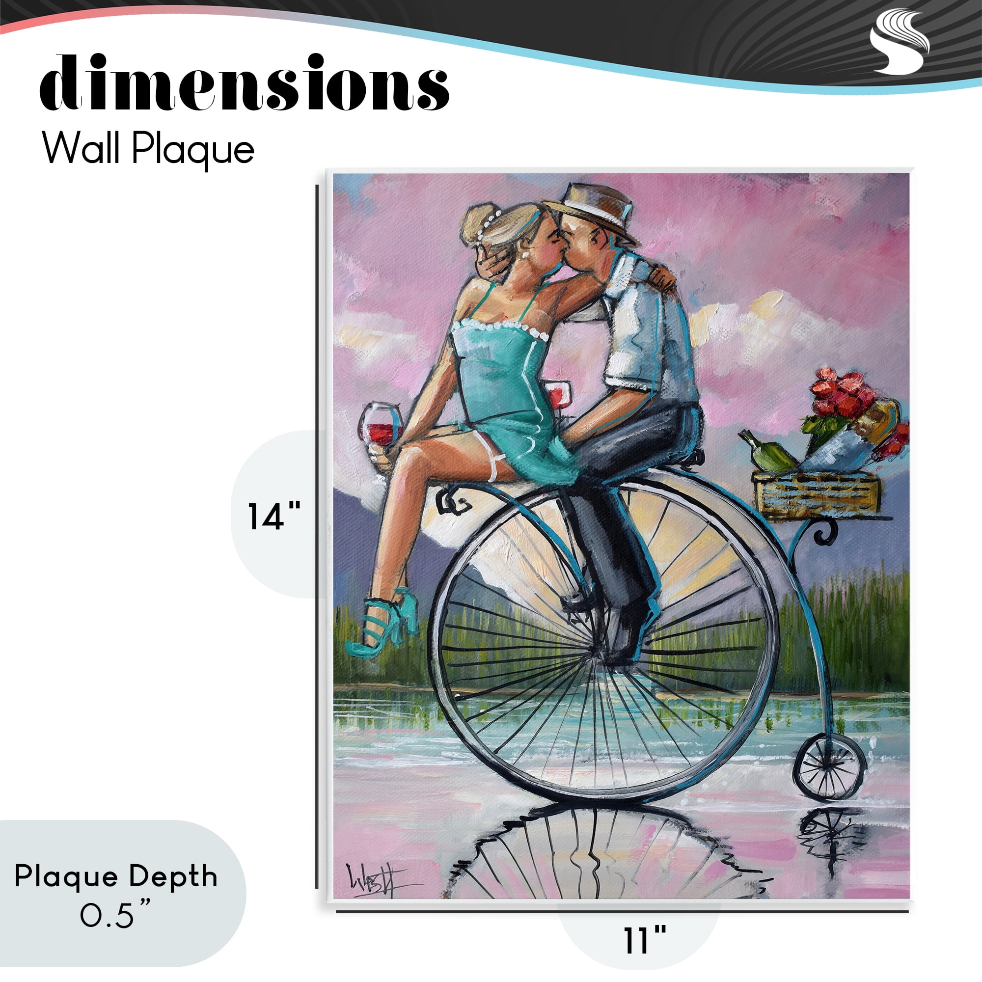 Stupell Industries Romantic Picnic on Bicycle Wall Plaque Art, design by Ronald West