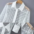 thumbnail image 4 of ITFABS Robe Transparente pour Femmes Manches Longues Imprimé à Pois Col en Maille, 4 of 6