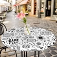 thumbnail image 6 of Video Game Round Tablecloth for 45-54 Inch Tables, Fitted Table Cover with Elastic Edge, Black White Game Controller Monochrome Waterproof Outdoor Table Cloth Protector for Patio Garden Dinner Picnic, 6 of 9